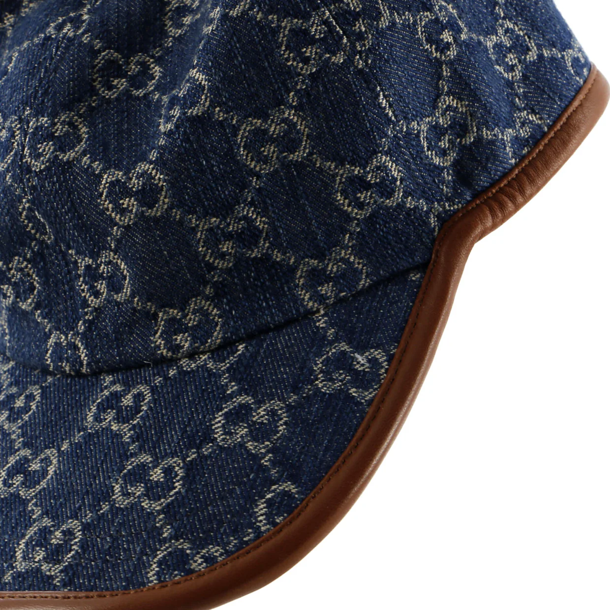Baseball Cap GG Denim with Leather - Deep Luxury