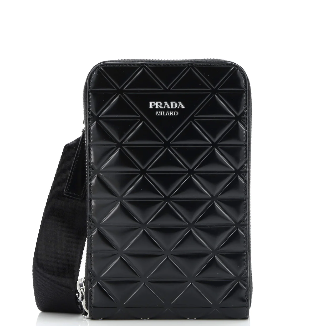 Symbole Phone Holder Crossbody Bag Embossed Leather - Deep Luxury