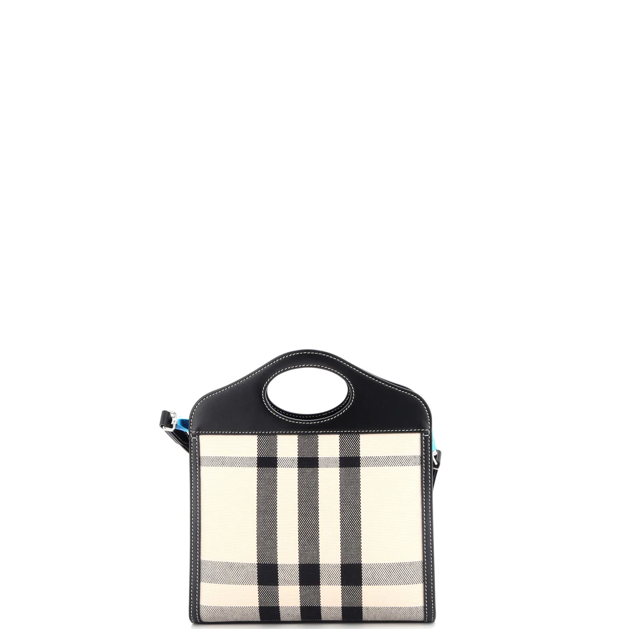 Pocket Tote Check Canvas with Leather Mini - Deep Luxury