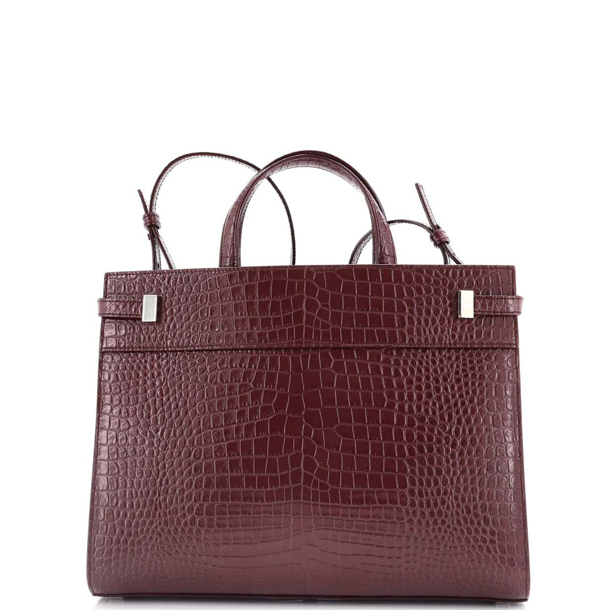 Manhattan Tote Crocodile Embossed Leather Small - Deep Luxury