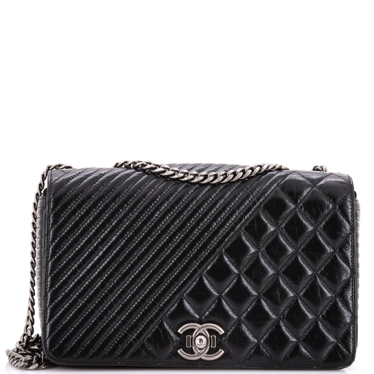 Coco Boy Flap Bag Quilted Aged Calfskin Medium - Deep Luxury