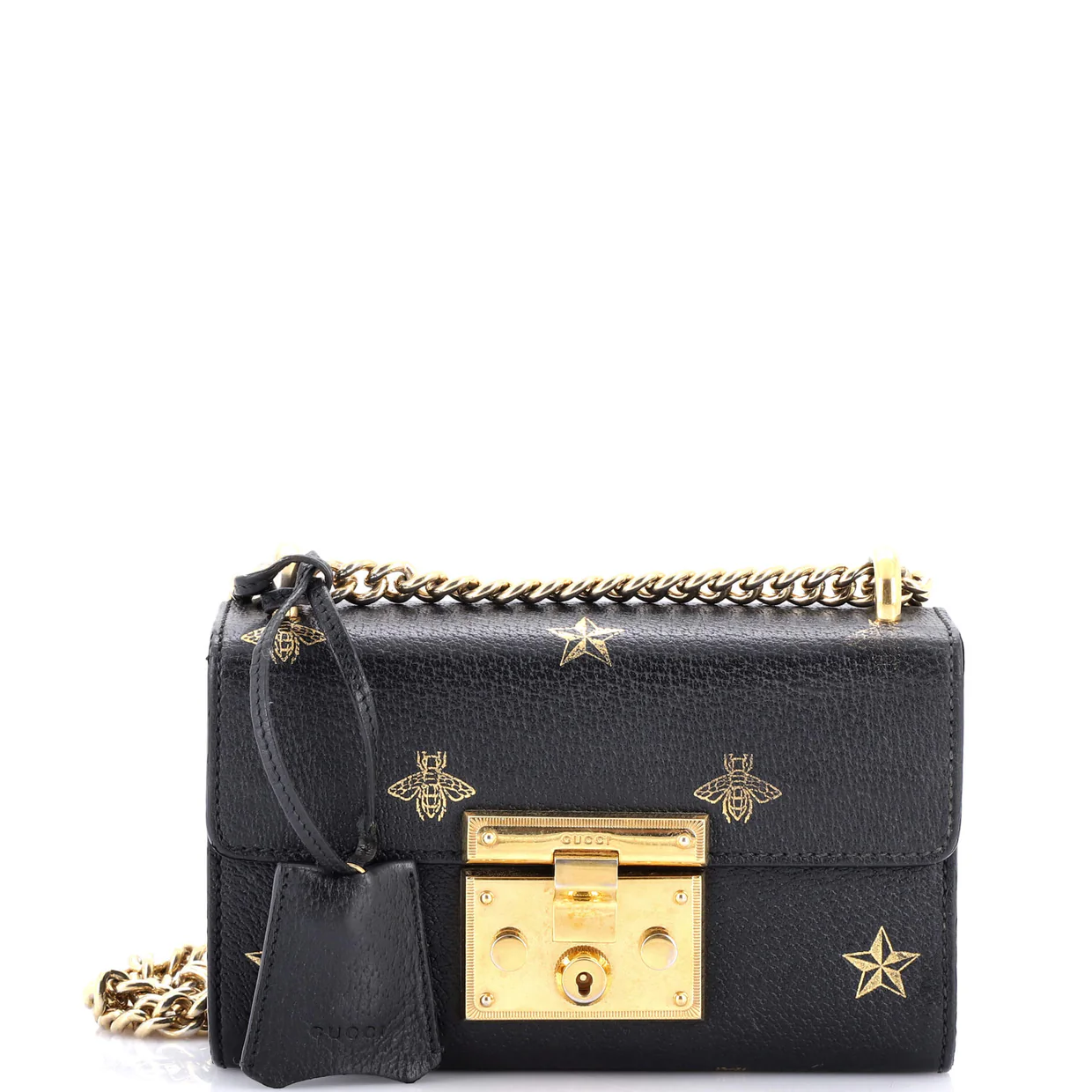 Emily Chain Flap Shoulder Bag Guccissima Patent Small - Deep Luxury