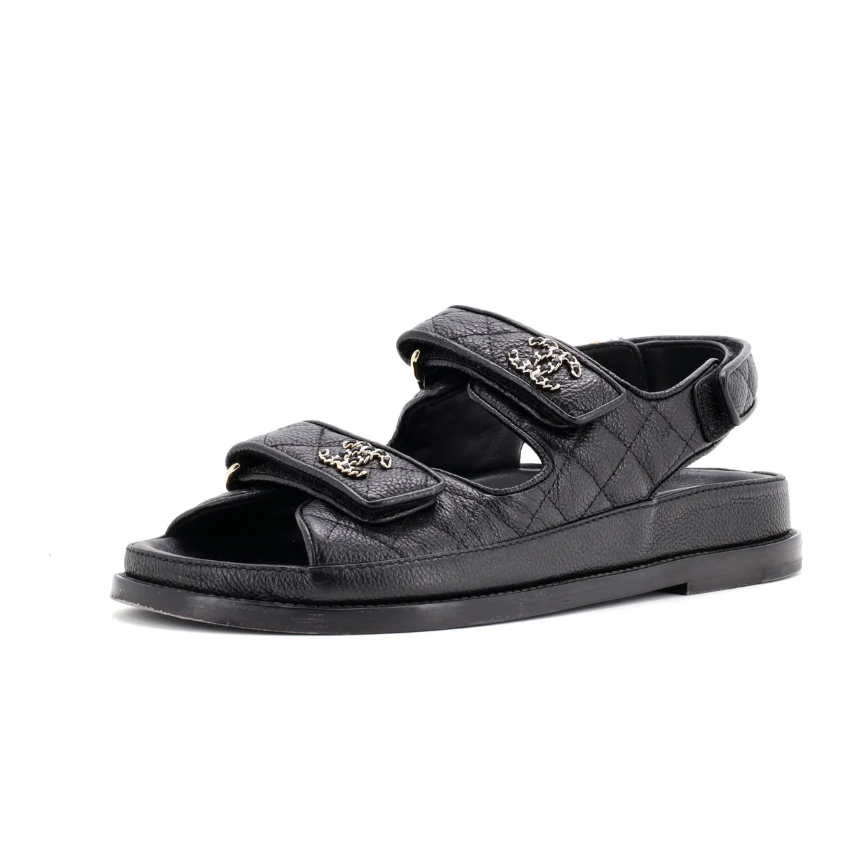 Women's Velcro Dad Sandals Quilted Leather - Deep Luxury