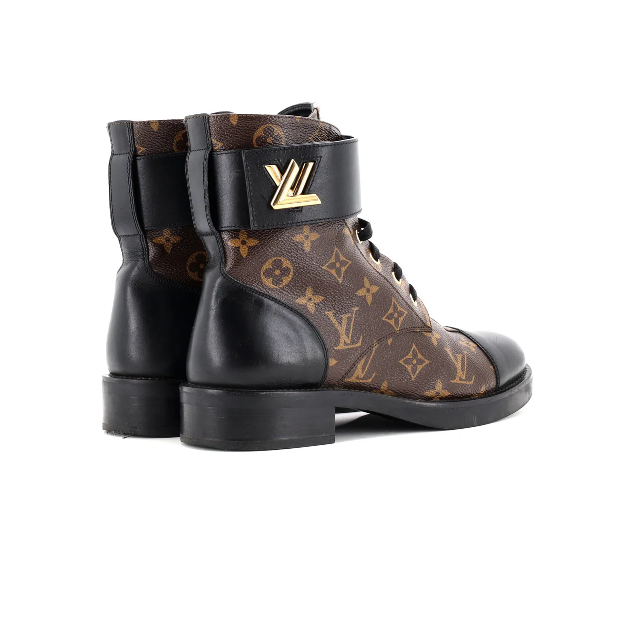 Women's Wonderland Flat Ranger Boots Monogram Canvas and Leather - Deep Luxury
