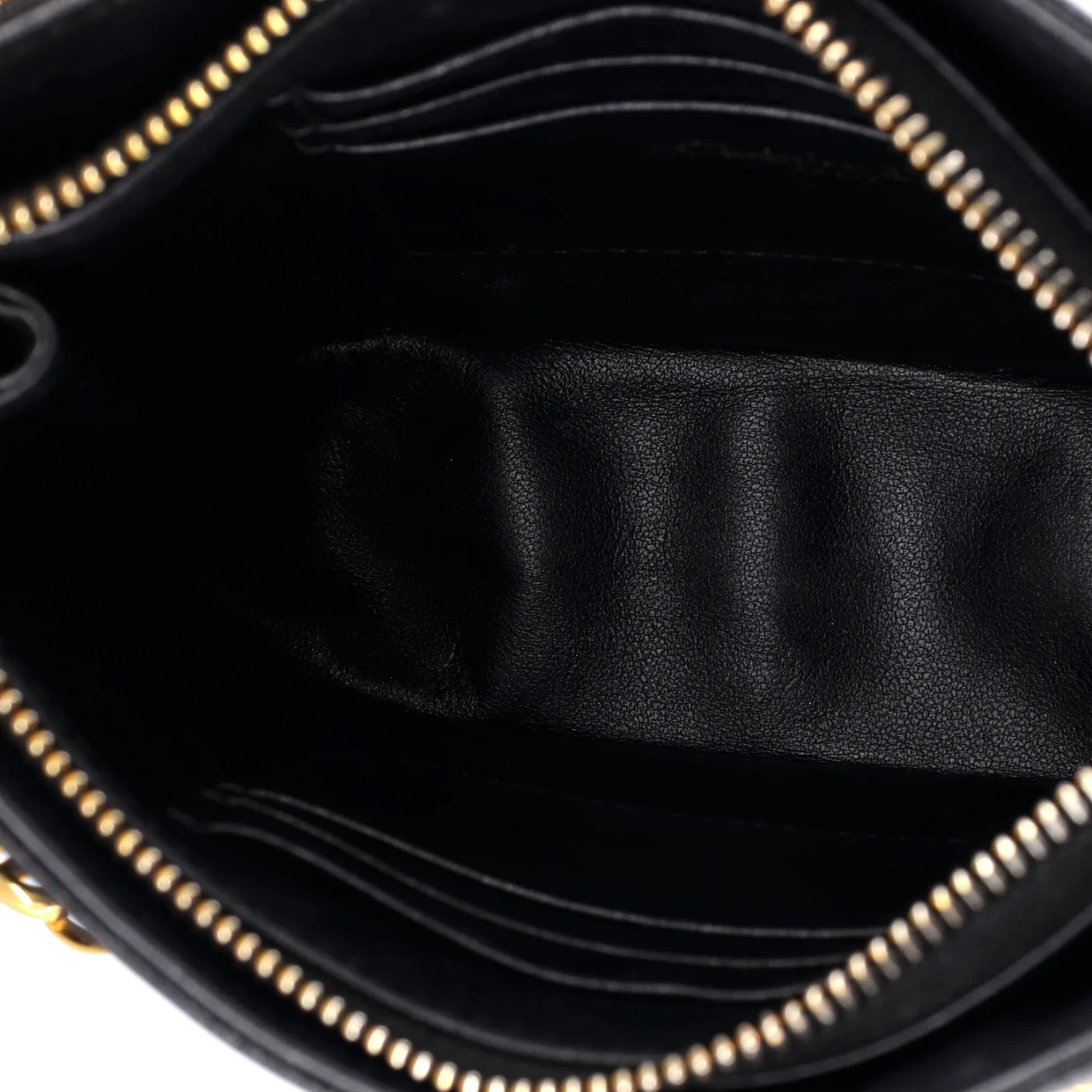Caro Zipped Pouch With Chain Cannage Quilt Leather - Deep Luxury