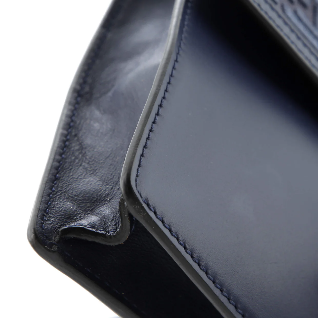Flat Baguette Crossbody Bag Leather with Zucca Jacquard Medium - Deep Luxury