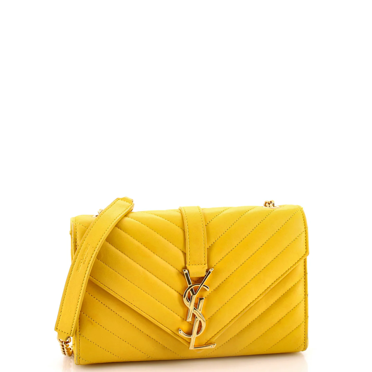 Classic Monogram Envelope Satchel Matelasse Chevron Leather Small - Deep Luxury