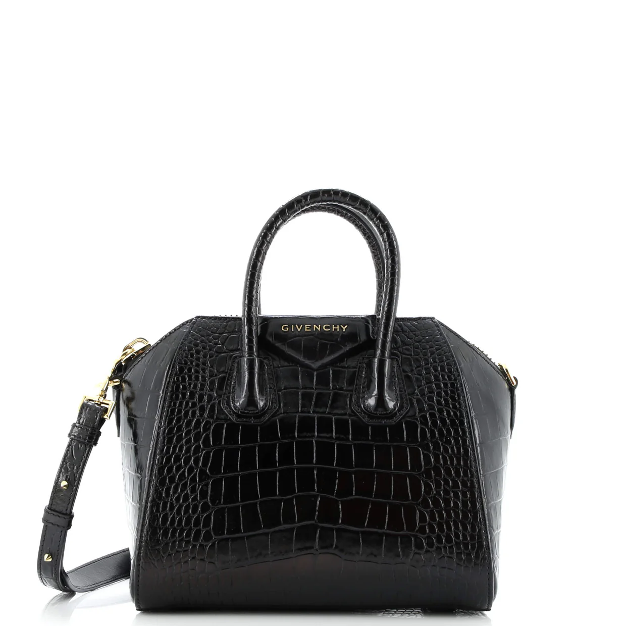 Antigona Bag Crocodile Embossed Leather Mini - Deep Luxury