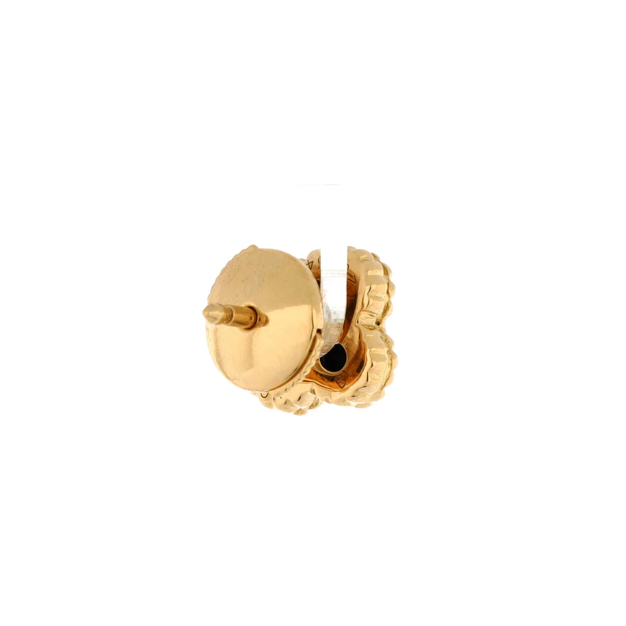 Sweet Alhambra Stud Earrings 18K Yellow Gold and Onyx - Deep Luxury