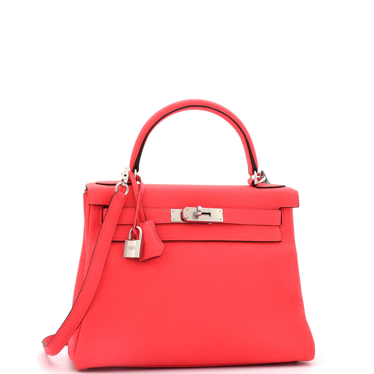 Kelly Handbag Rouge Pivoine Clemence with Palladium Hardware 28 - Deep Luxury