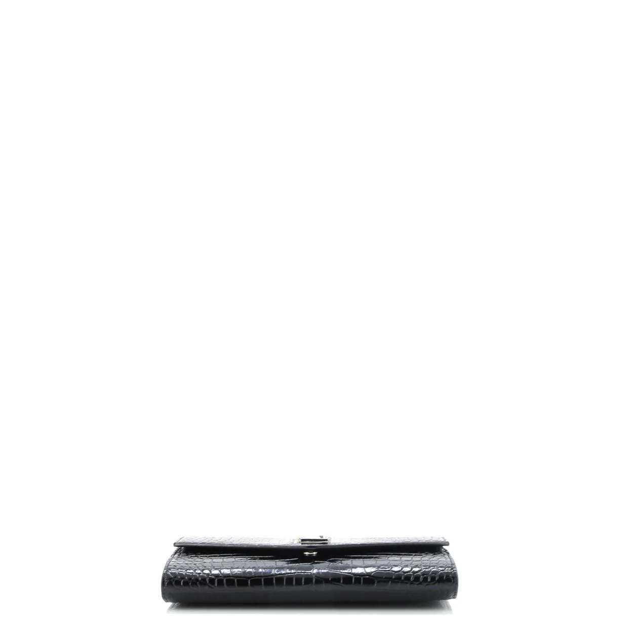 Uptown Chain Wallet Crocodile Embossed Leather - Deep Luxury