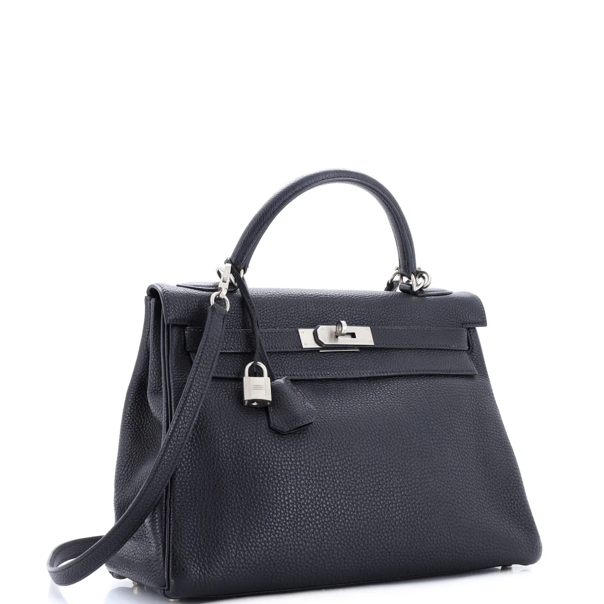 Kelly Handbag Noir Togo with Brushed Palladium Hardware 32 - Deep Luxury