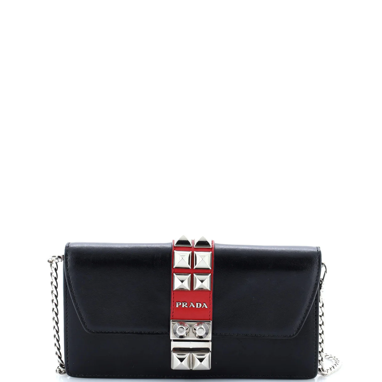 Elektra Wallet on Chain Studded Leather - Deep Luxury
