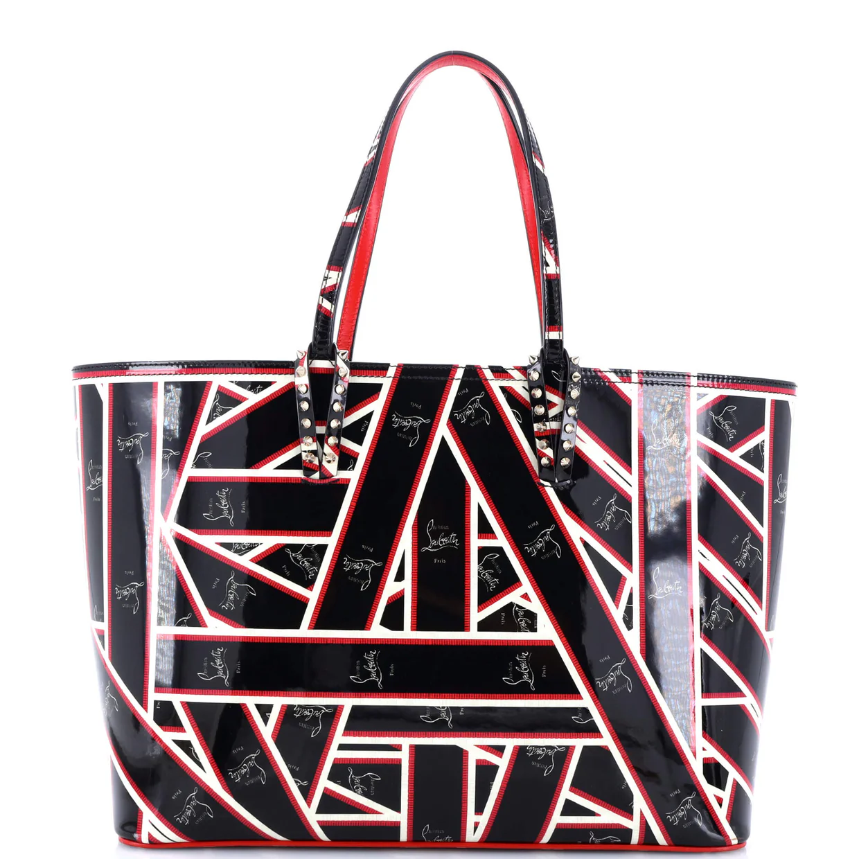 Cabata East West Tote Printed Patent Large - Deep Luxury