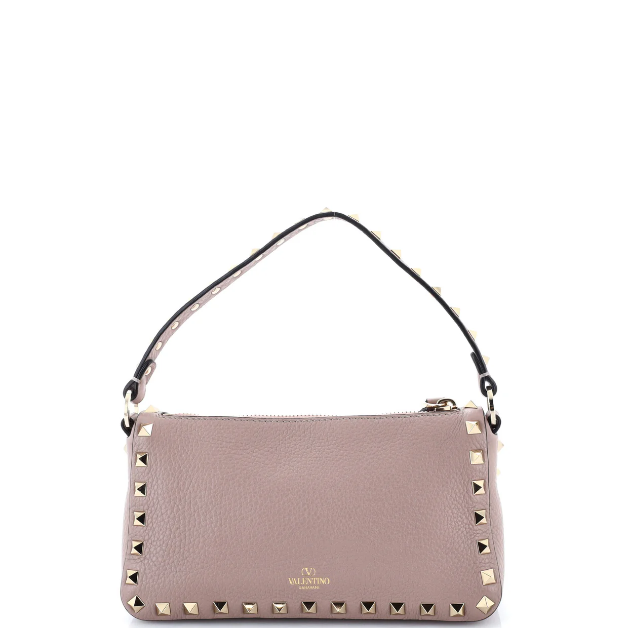 Rockstud Zip Pochette Shoulder Bag Leather Small - Deep Luxury