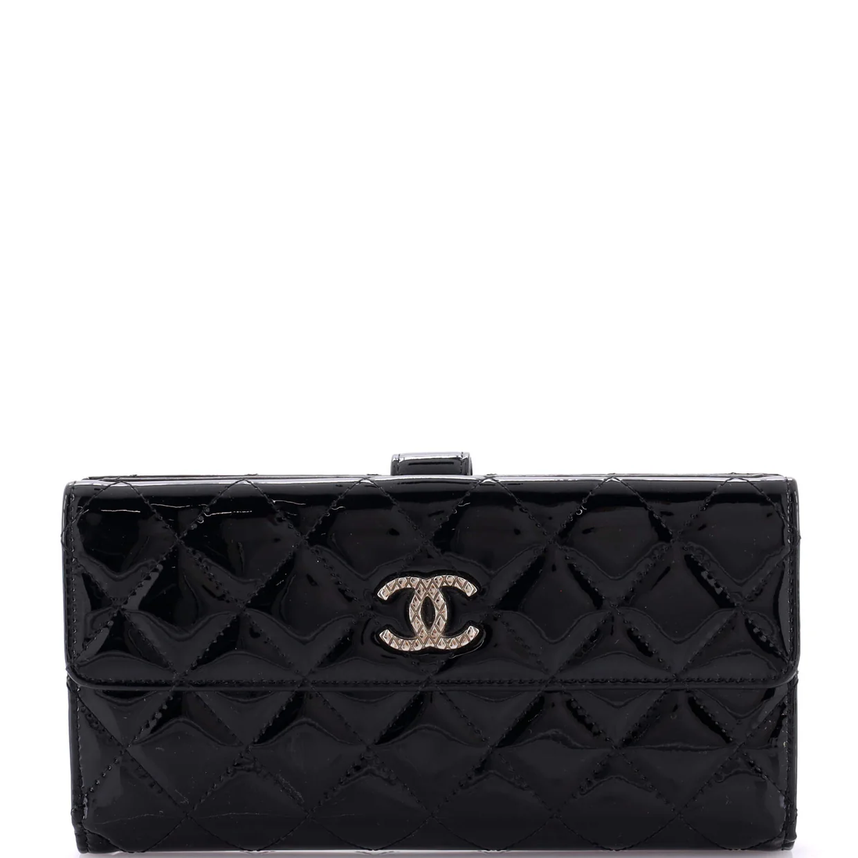 CC Brilliant Flap Wallet Quilted Patent Long - Deep Luxury