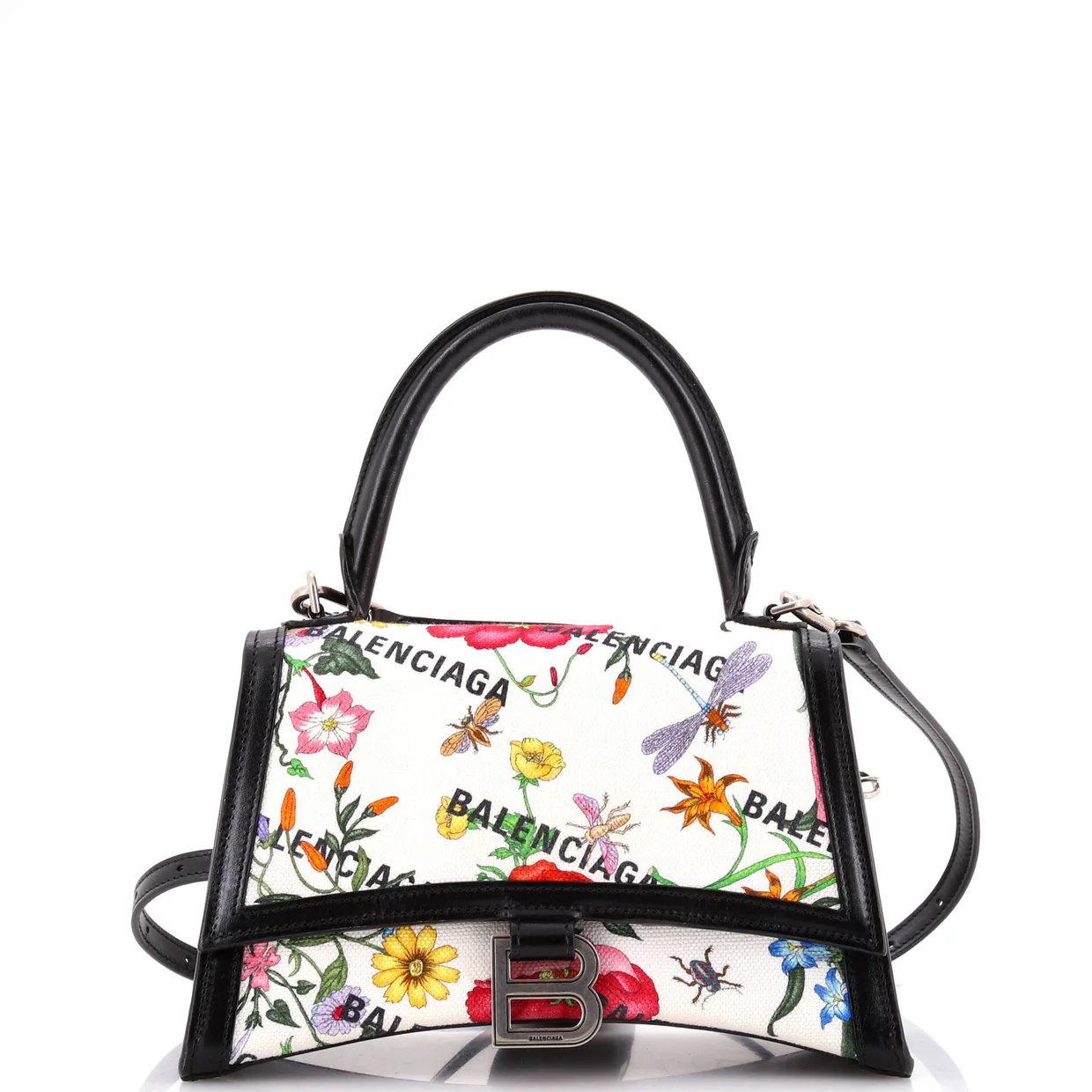 x Balenciaga The Hacker Project Hourglass Top Handle Bag Flora Canvas Small - Deep Luxury
