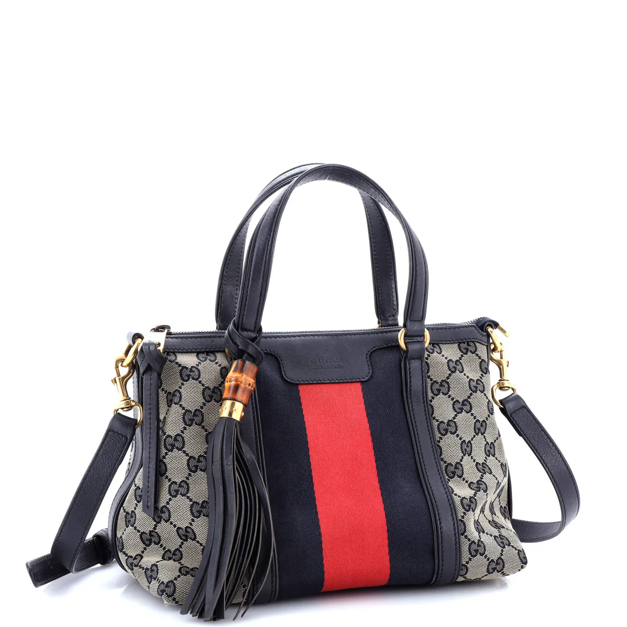 Rania Convertible Top Handle Bag Web GG Canvas Small - Deep Luxury