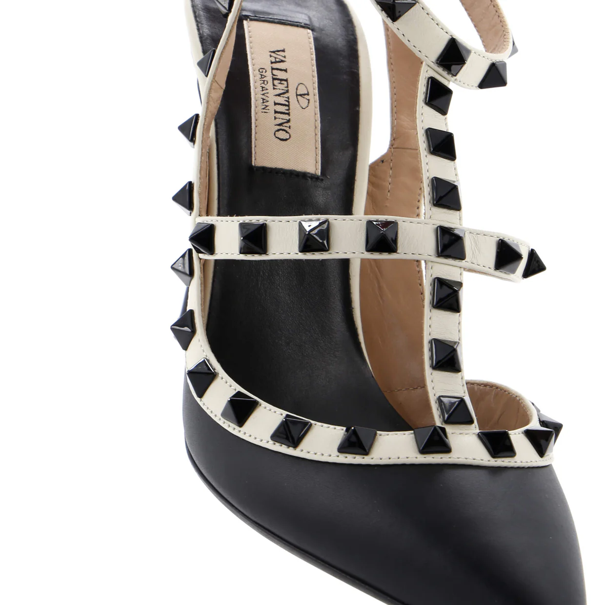 Women's Rockstud Ankle Strap Pumps Leather 100 - Deep Luxury
