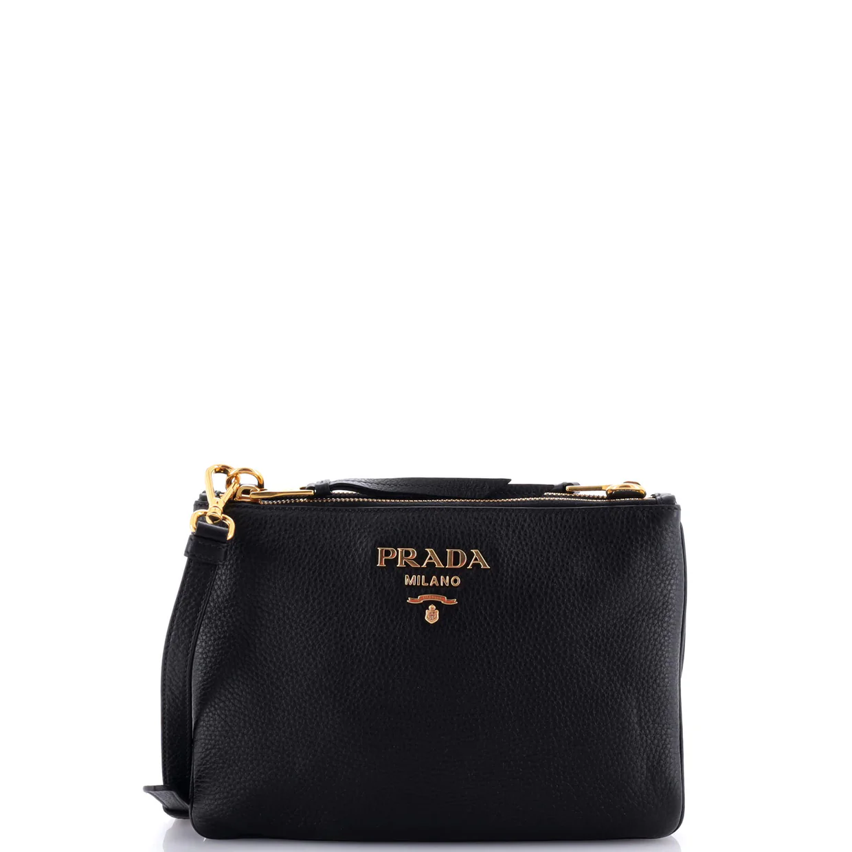 Dual Strap Double Zip Crossbody Bag Vitello Daino Small - Deep Luxury