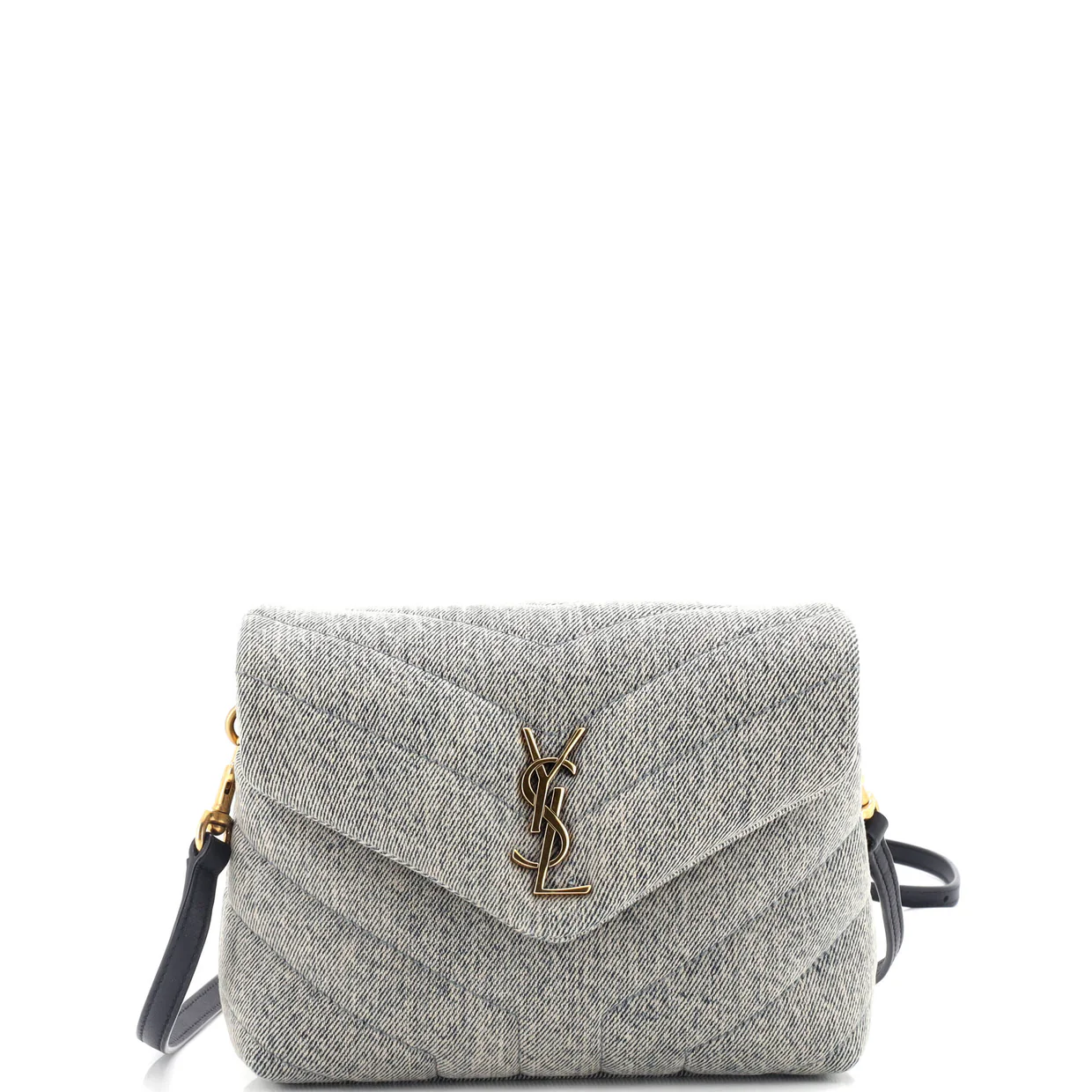 Loulou Shoulder Bag Matelasse Chevron Denim Toy - Deep Luxury