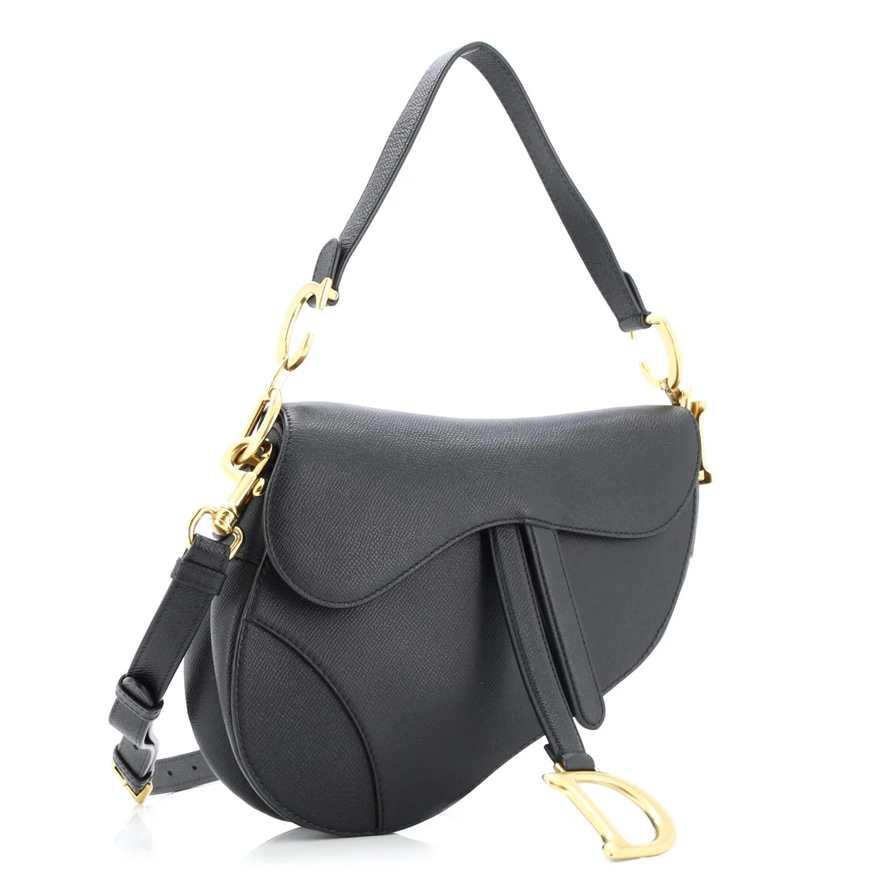 Saddle Handbag with Strap Leather Medium - Deep Luxury