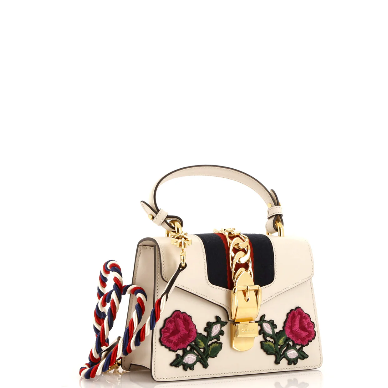 Sylvie Top Handle Bag Embroidered Leather Mini - Deep Luxury