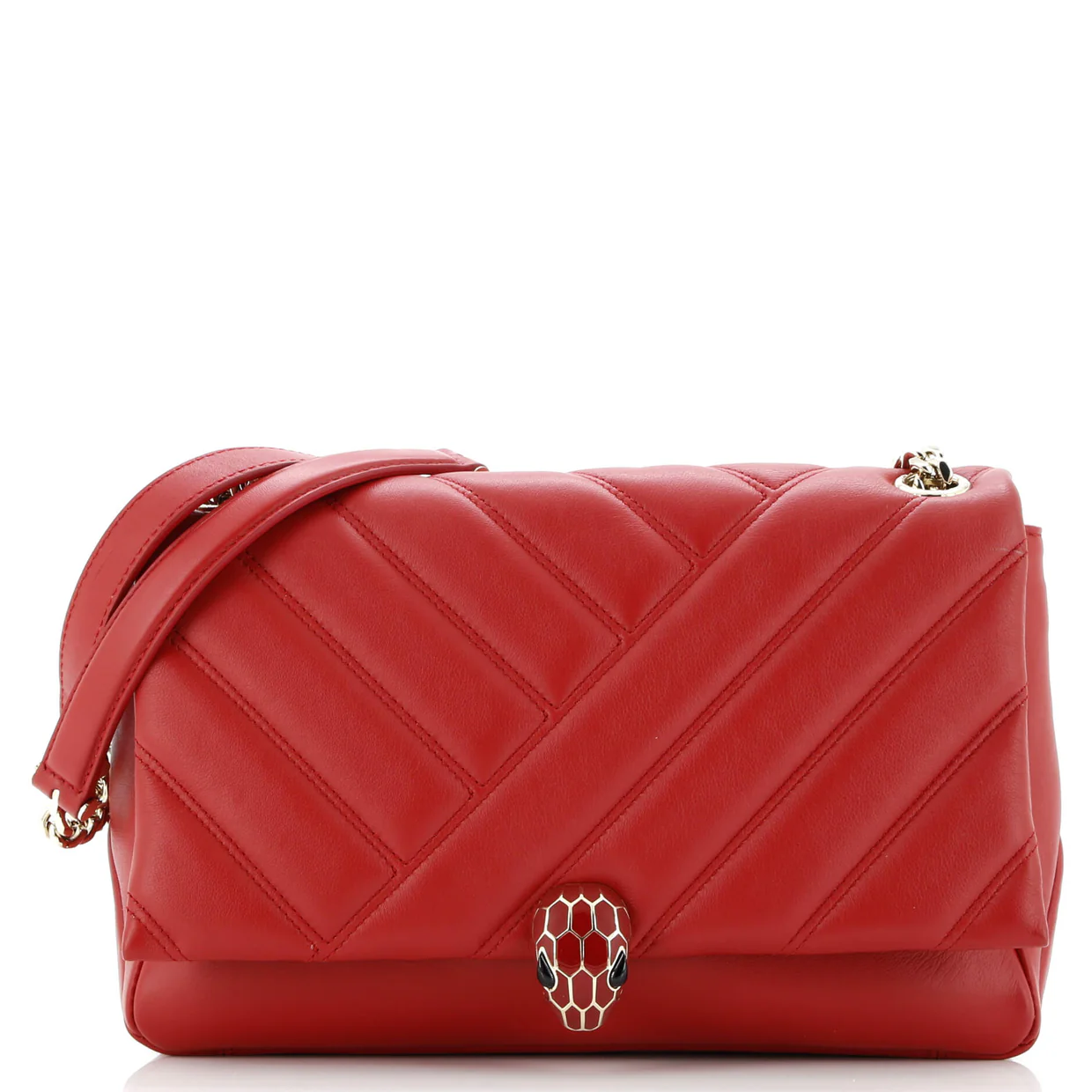 Serpenti Cabochon Shoulder Bag Diagonal Quilted Leather Medium - Deep Luxury