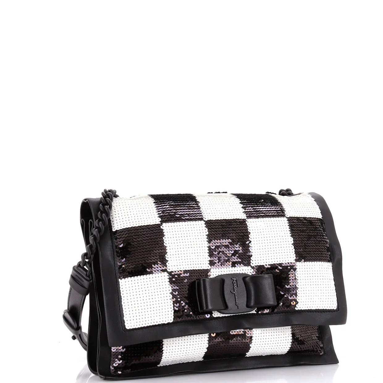 Viva Bow Flap Bag Sequin Embellished Leather Small - Deep Luxury