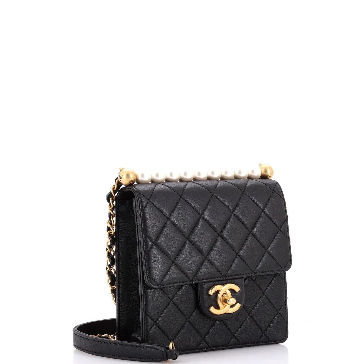 Chic Pearls Flap Bag Quilted Lambskin Mini - Deep Luxury