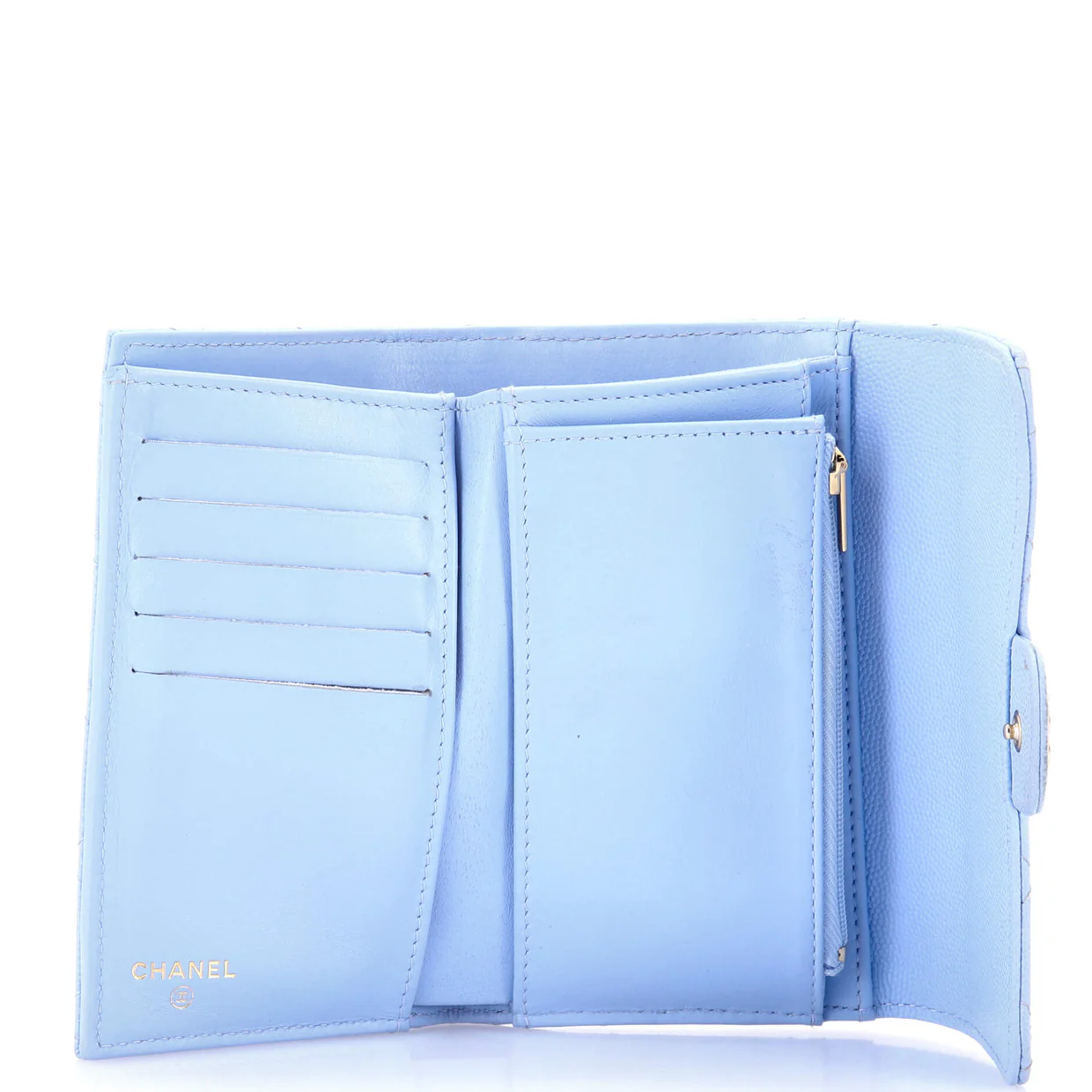Trifold Classic Flap Wallet Quilted Caviar Medium - Deep Luxury