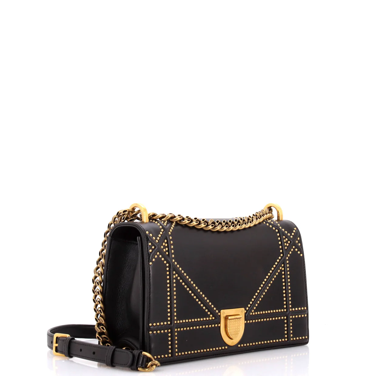 Diorama Flap Bag Studded Leather Medium - Deep Luxury