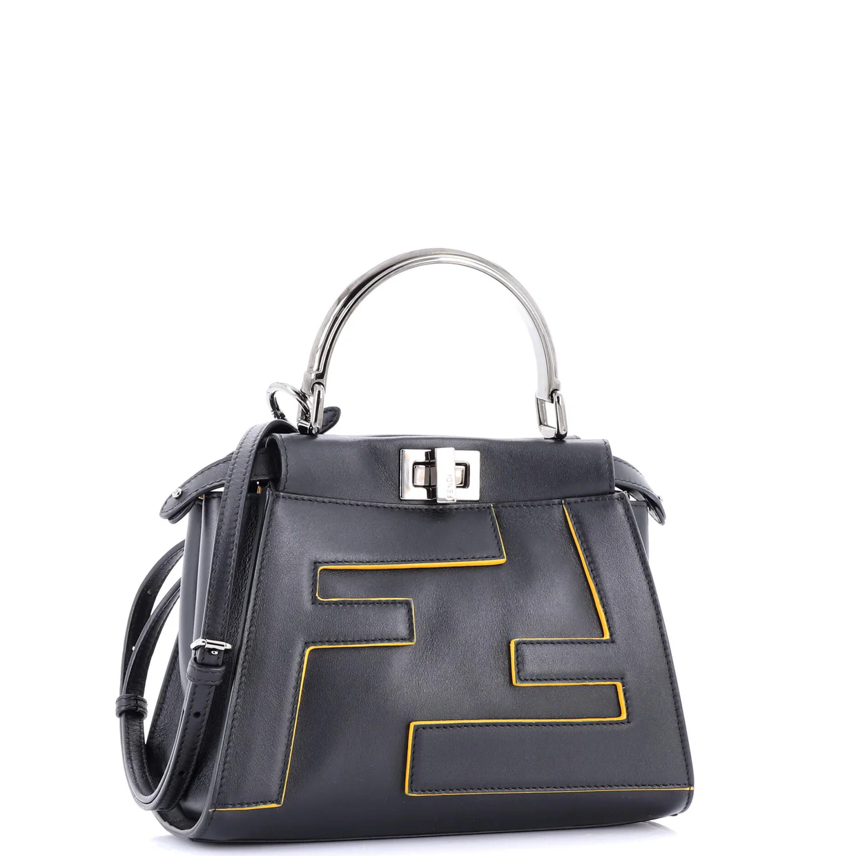 FF Logo Peekaboo Bag Leather with Applique Mini - Deep Luxury