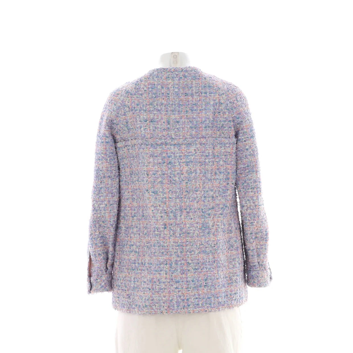 Women's Two Button Flap Pocket Collarless Jacket Tweed - Deep Luxury