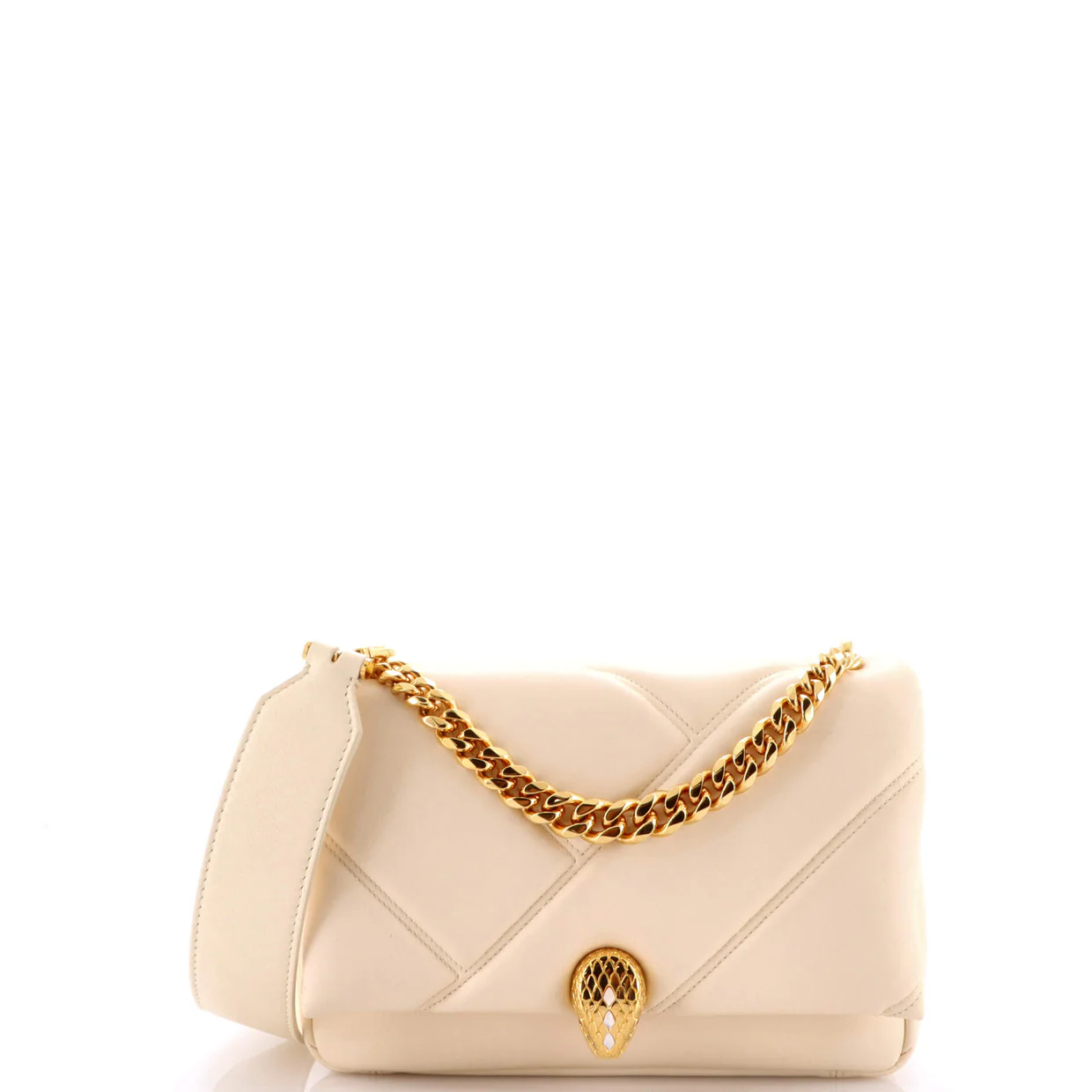 Serpenti Cabochon Messenger Bag Diagonal Quilted Leather Small - Deep Luxury