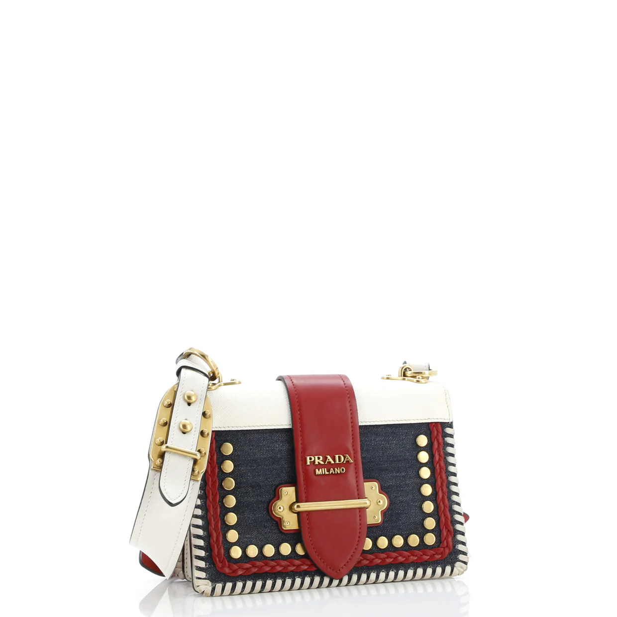Cahier Crossbody Bag Embellished Denim and Leather Small - Deep Luxury
