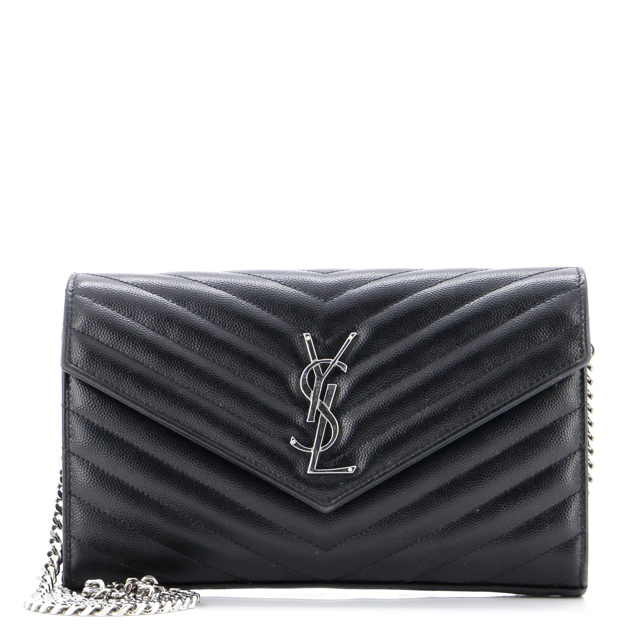 Classic Monogram Wallet on Chain Matelasse Chevron Leather Medium - Deep Luxury