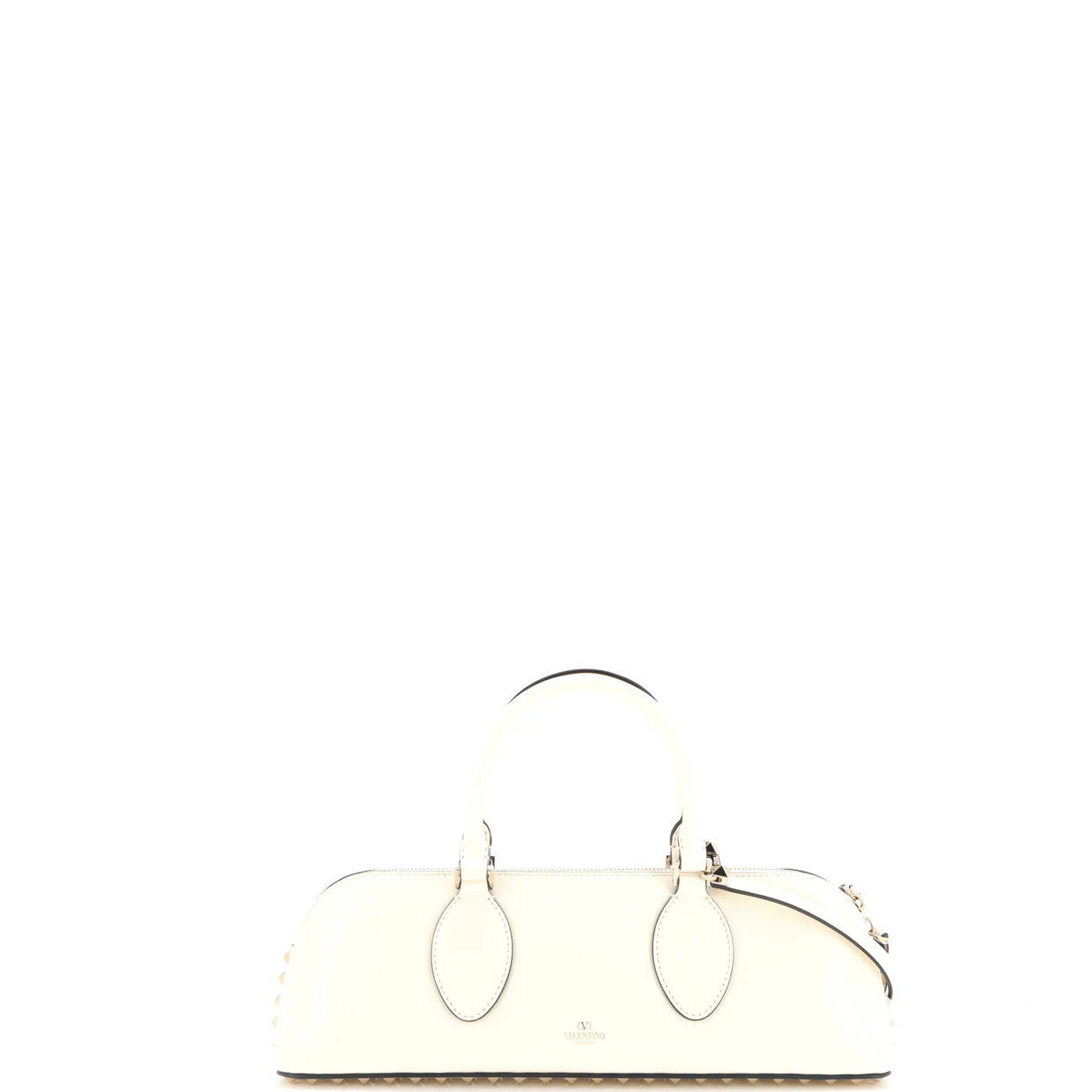 Rockstud Zip Up Top Handle Bag Leather East West - Deep Luxury