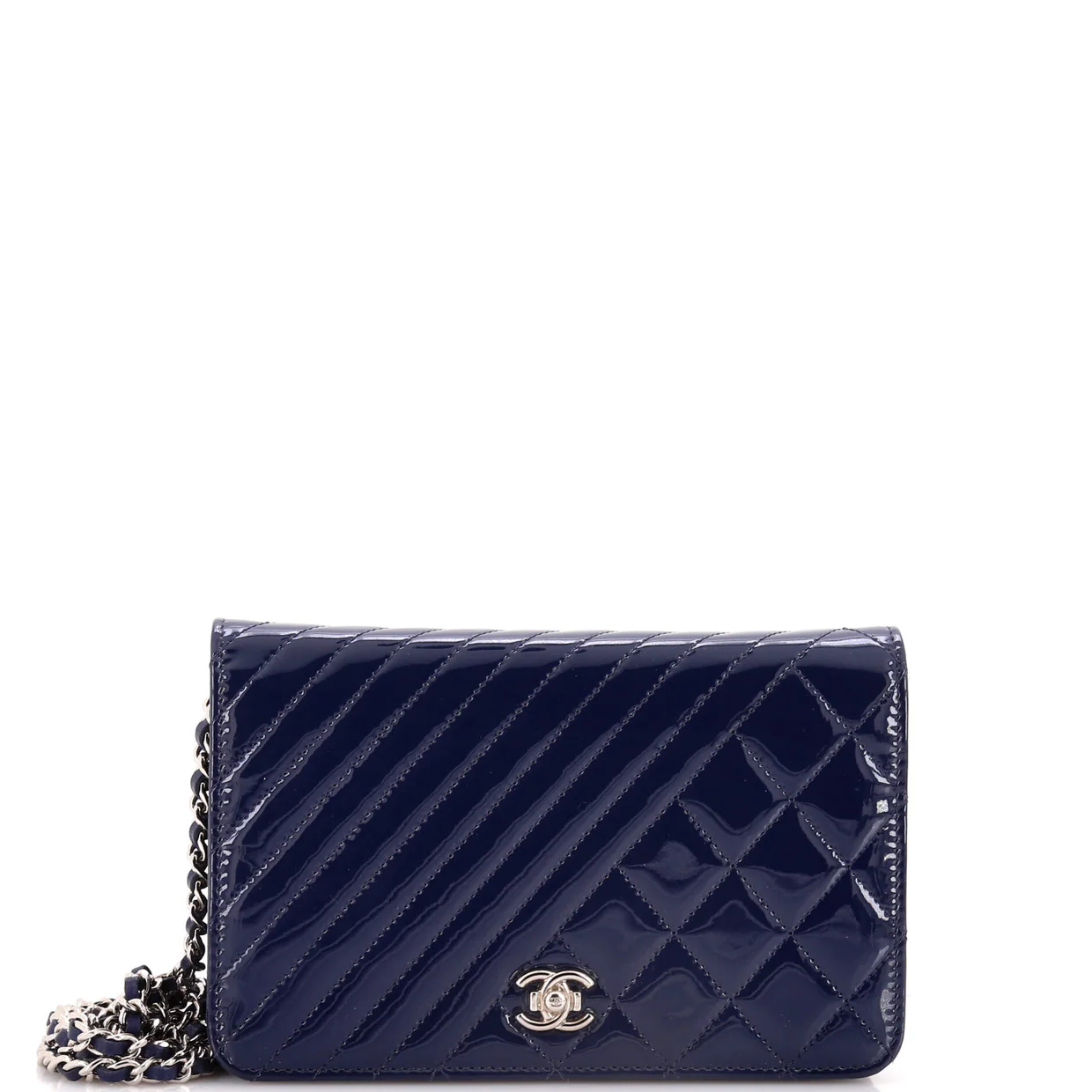 Coco Boy Wallet on Chain Quilted Patent - Deep Luxury