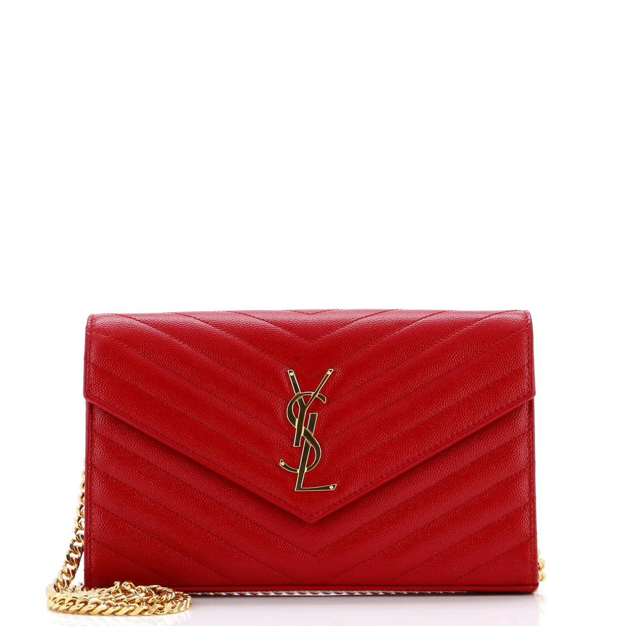 Classic Monogram Wallet on Chain Matelasse Chevron Leather Medium - Deep Luxury