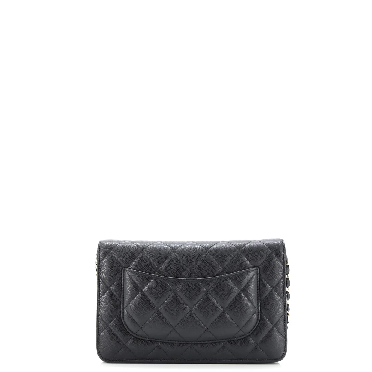 Textured CC Wallet on Chain Quilted Caviar - Deep Luxury