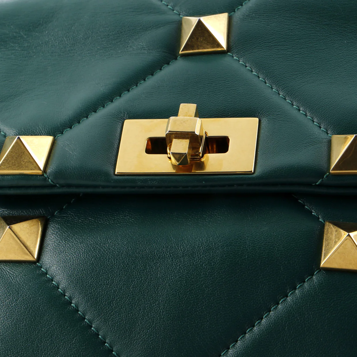 Roman Stud Flap Bag Quilted Leather Large - Deep Luxury