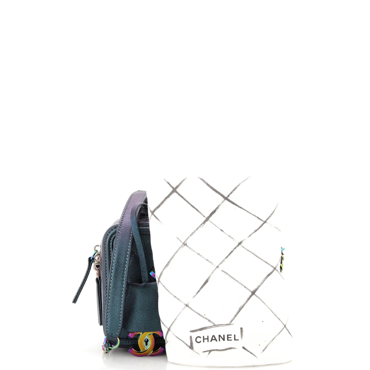 Filigree Vanity Case Quilted Iridescent Caviar Small - Deep Luxury