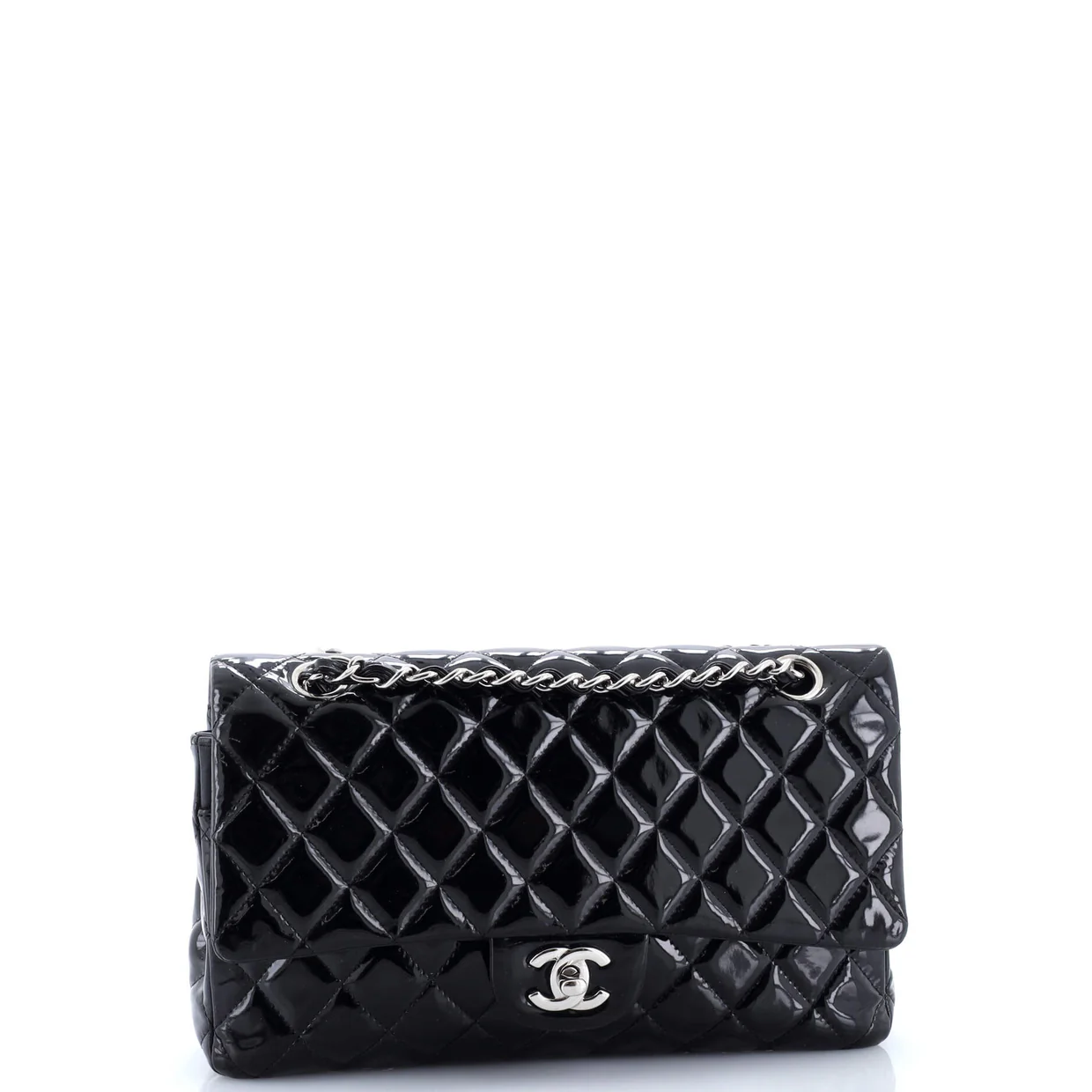 Classic Double Flap Bag Quilted Patent Medium - Deep Luxury