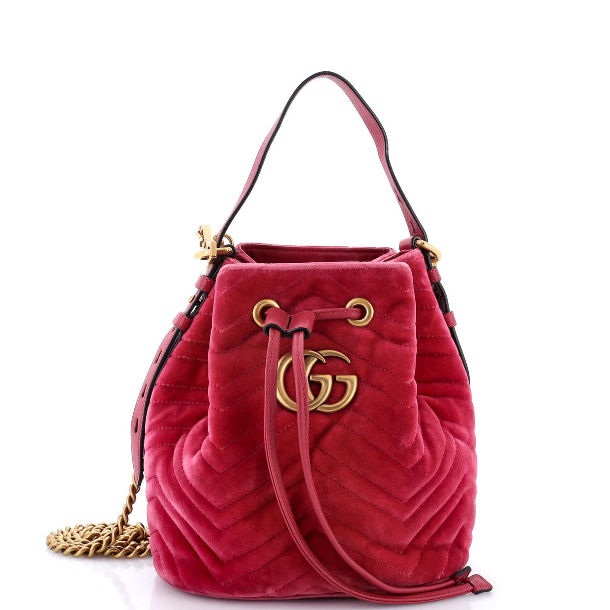 GG Marmont Bucket Bag Matelasse Velvet Small - Deep Luxury