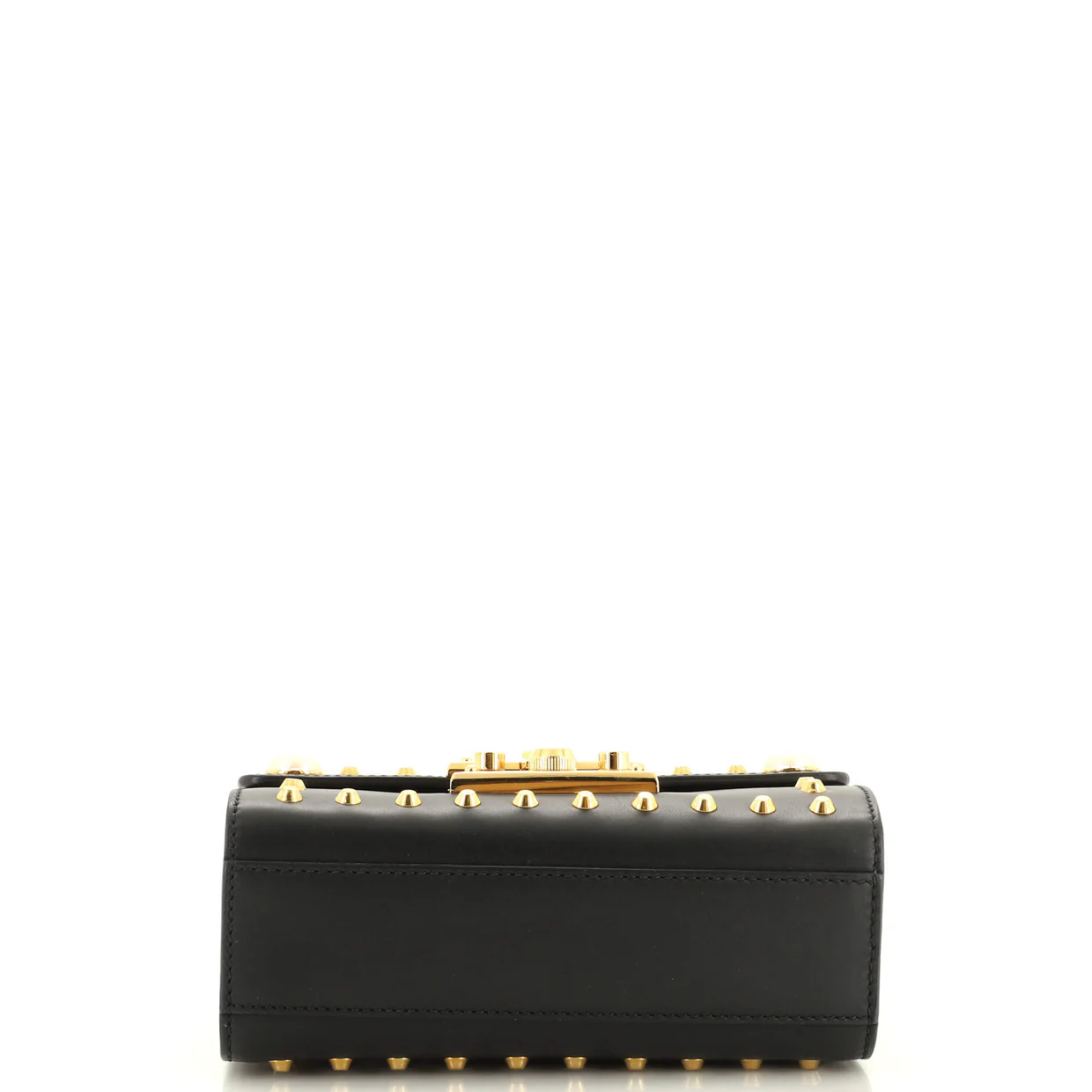 Pearly Padlock Shoulder Bag Studded Leather Small - Deep Luxury