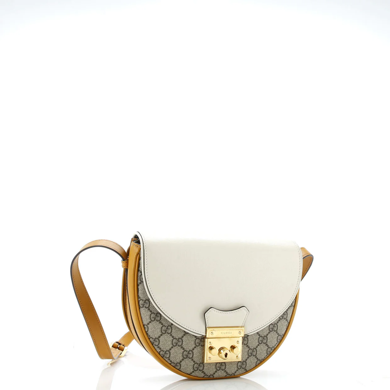 Padlock Saddle Shoulder Bag GG Coated Canvas and Leather Small - Deep Luxury