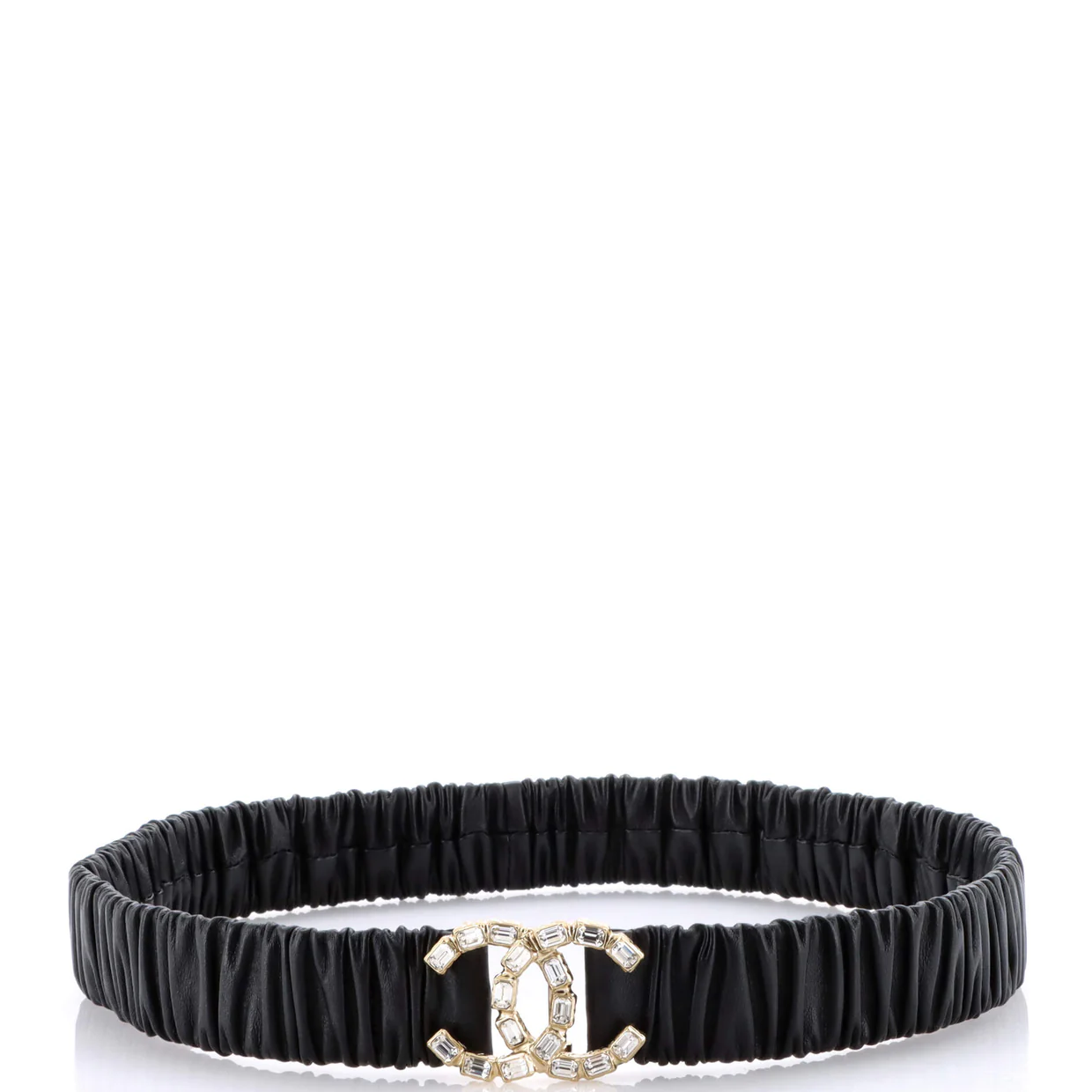 CC Elastic Belt Leather with Metal and Crystals 75 - Deep Luxury