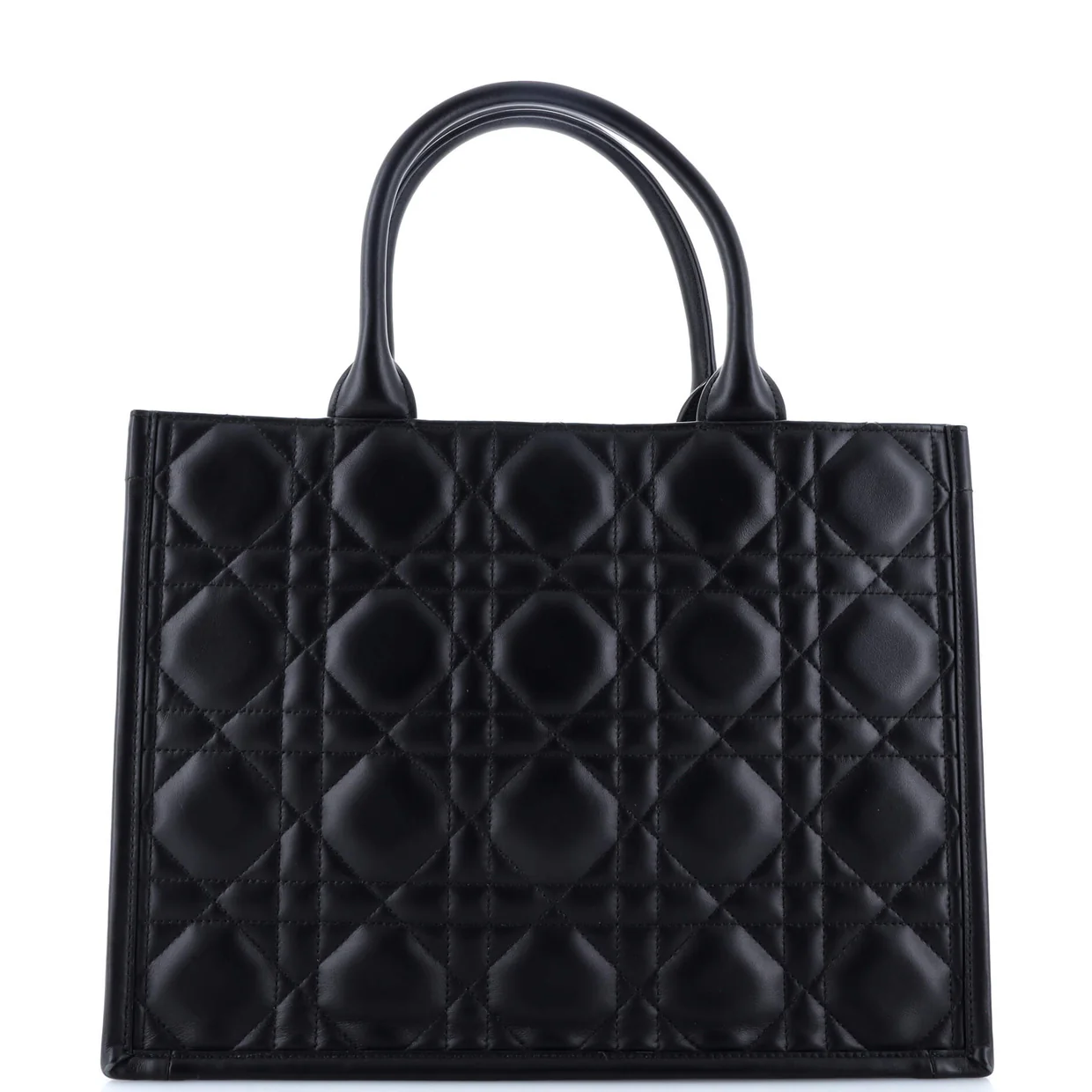 Book Tote with Strap Macrocannage Quilt Calfskin Large - Deep Luxury