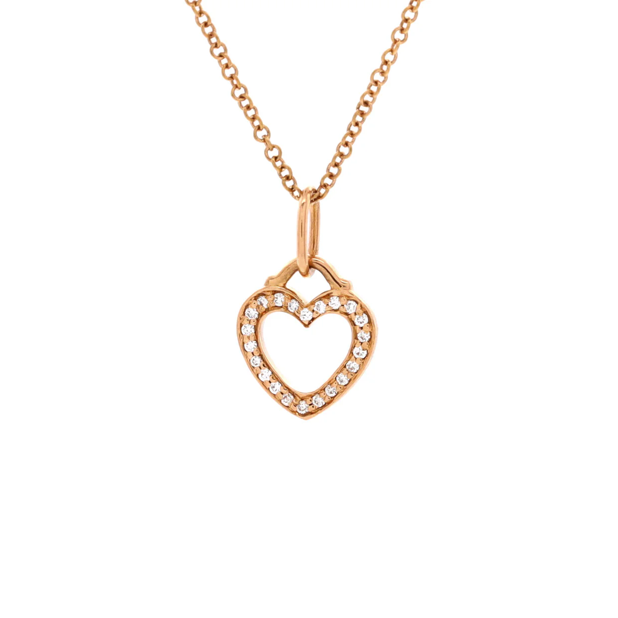 Heart Pendant Necklace 18K Rose Gold and Diamonds - Deep Luxury